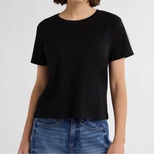Sofia by Sofia Vergara Black Comfy Beach Casual Basic Short Sleeve T-Shirt